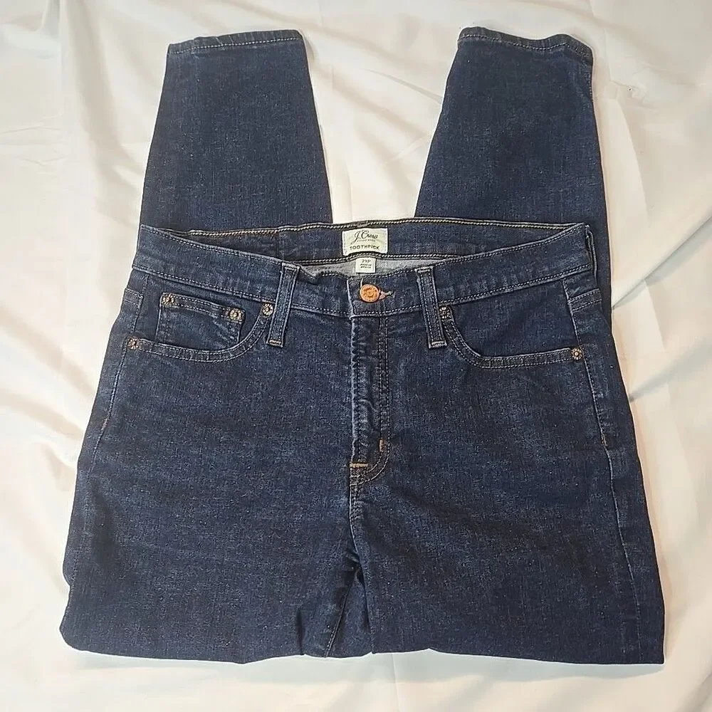 J.Crew Toothpick Jeans Women 29p Blue Skinny Stretchy Petite Hipster Minimalist